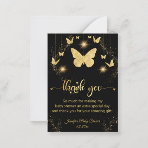  gold butterflies sparkles thank you baby shower  card