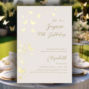 Gold Butterflies Surprise Party Gold 50th Birthday