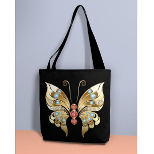 Gold Butterfly Adorned With Gems Tote Bag