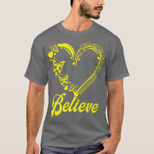 Gold Butterfly Believe Childhood Cancer Awareness T-Shirt