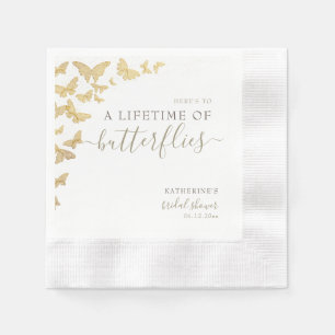 Gold Butterfly Boho Chic Bridal Shower Custom Napkin