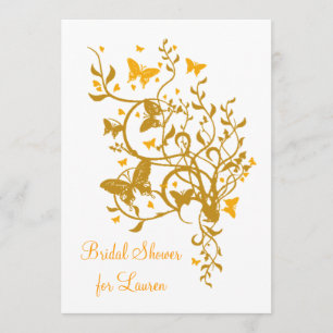 Gold Butterfly Bridal Shower Invitation
