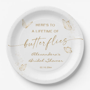 Gold Butterfly Bridal Shower  Paper Plate
