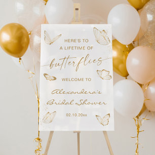 Gold Butterfly Bridal Shower Welcome  Acrylic Sign