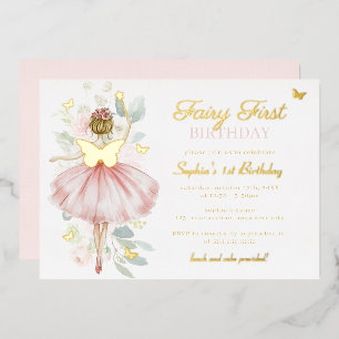 Gold Butterfly Fairy First 1st Birthday 