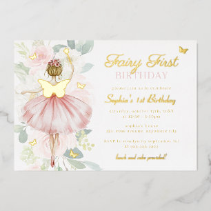 Gold Butterfly Fairy First 1st Birthday 