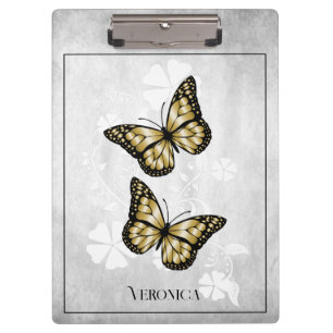 Gold Butterfly Floral Clipboard