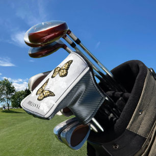 Gold Butterfly Floral Golf Head Cover