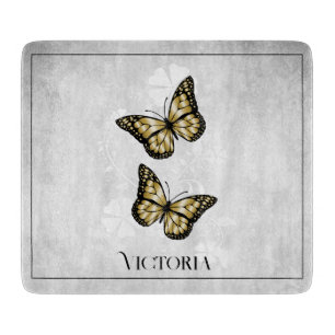Gold Butterfly Floral Personalised Cutting Board
