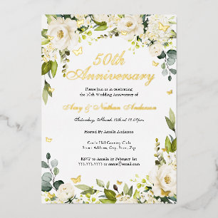 Gold Butterfly Florals 50th Wedding Anniversary 