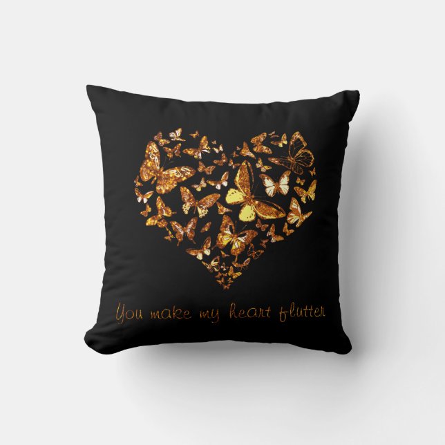 Gold Butterfly Heart Cushion (Front)