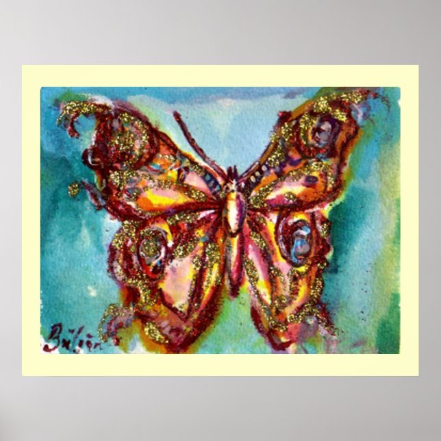 GOLD BUTTERFLY IN BLUE POSTER (Front)