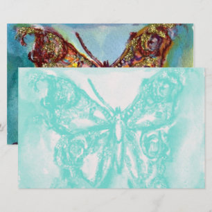 GOLD BUTTERFLY IN BLUE STATIONERY