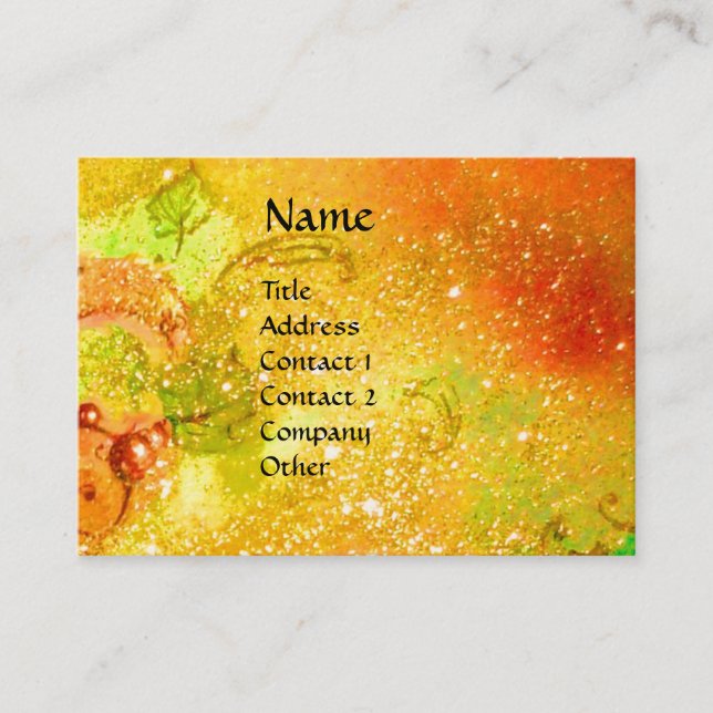 GOLD BUTTERFLY IN YELLOW SPARKLES White Pearl Business Card (Front)