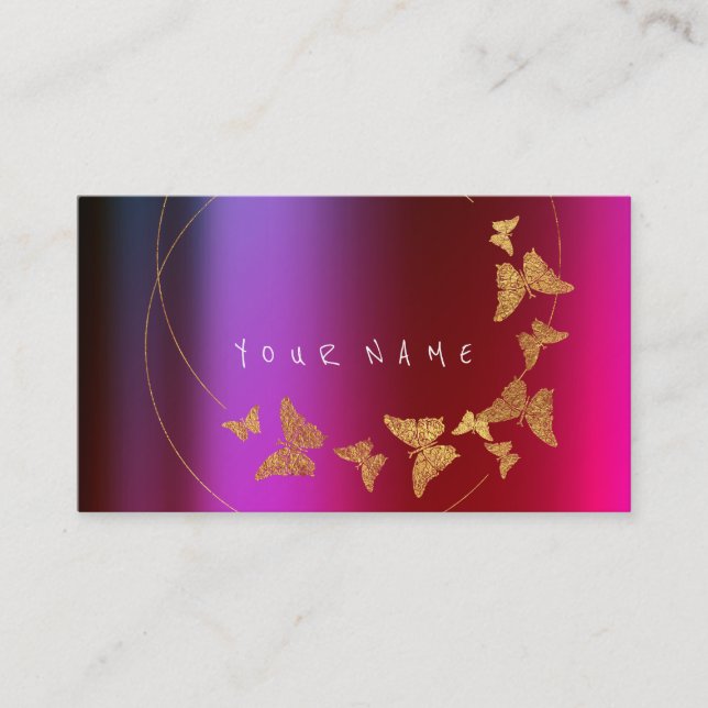 Gold Butterfly Influencer BLOGGER Holographic Business Card (Front)