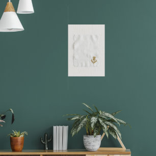 Gold Butterfly Minimal Botanical Poster