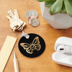 Gold Butterfly Monogram Personalised Key Ring