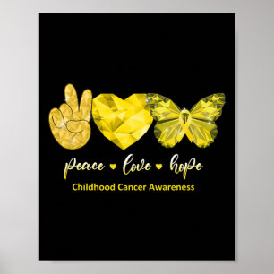 Gold Butterfly Peace Love Hope Childhood Cancer Aw Poster