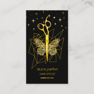 Gold Butterfly Scissors Hair Stylist Salon Business Card