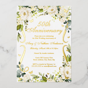 Gold Butterfly Scroll 50th Wedding Anniversary