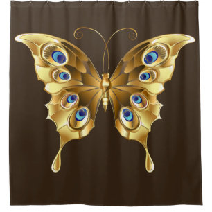 gold butterfly shower curtain