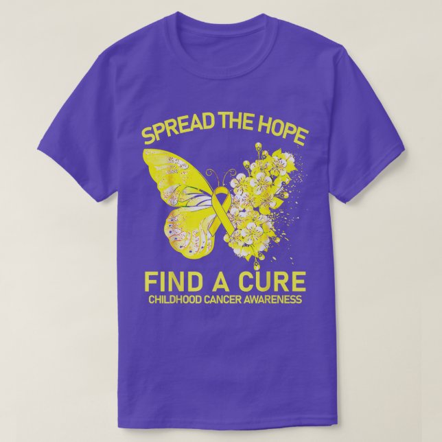 Gold Butterfly Spread The Hope Find A Cure Childho T-Shirt (Design Front)