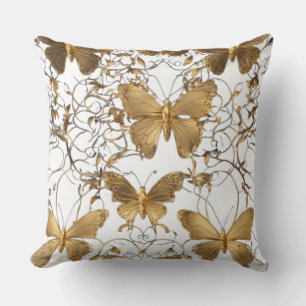Gold Butterfly Throw Pillow: Cushion