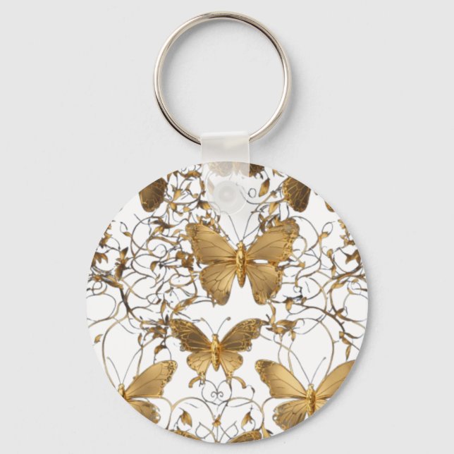 Gold Butterfly Throw Pillow: Key Ring (Front)