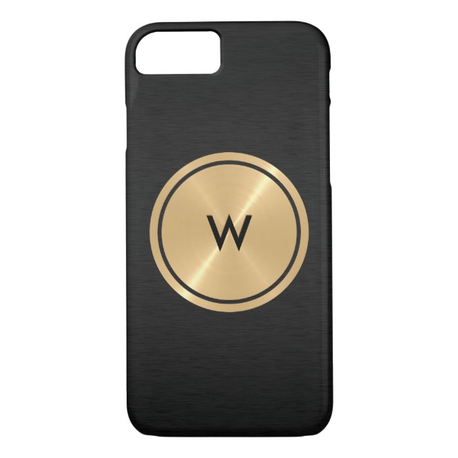 Gold Button and Black Stainless Steel Metal Case-Mate iPhone Case (Back)