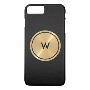 Gold Button and Black Stainless Steel Metal iPhone 8 Plus/7 Plus Case