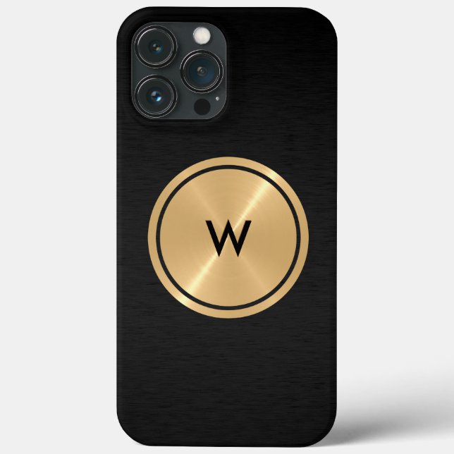Gold Button and Black Stainless Steel Metal Case-Mate iPhone Case (Back)