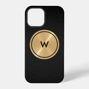 Gold Button and Black Stainless Steel Metal iPhone 12 Pro Case