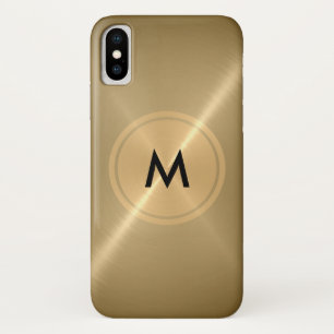 Gold Button and Bronze Stainless Steel Metal iPhone X Case