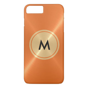 Gold Button and Orange Stainless Steel Metal iPhone 8 Plus/7 Plus Case