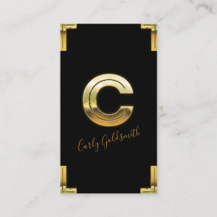 Gold C Initial and Borders Business Card