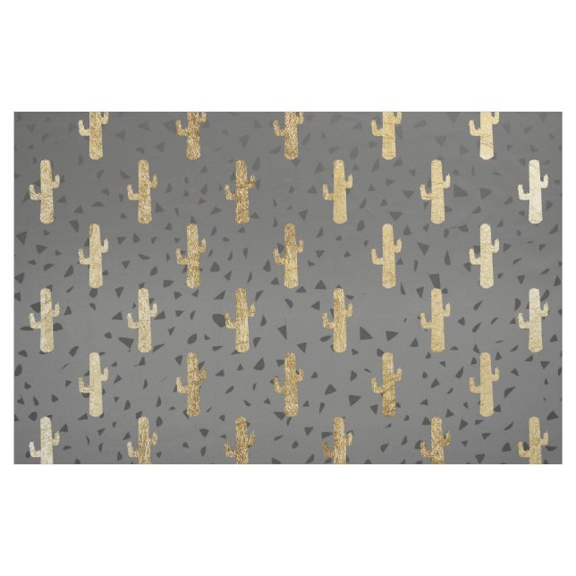 Gold Cactus on Modern Chic Geo Triangles Gradient Fabric (Yard)