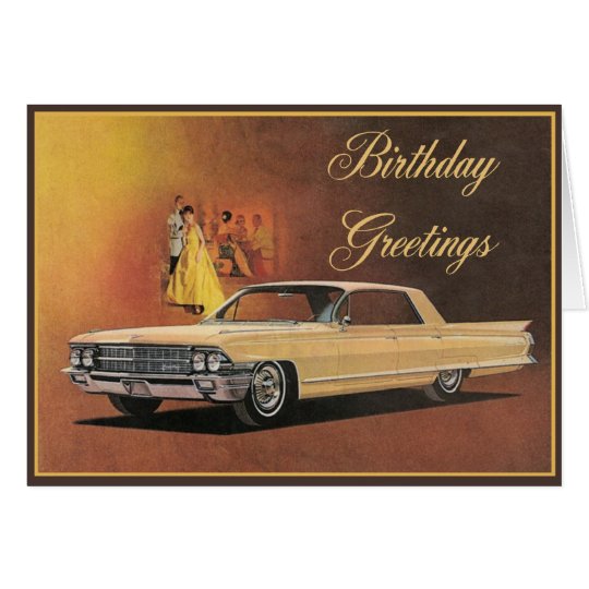 Gold Cadillac Elegant Birthday Card
