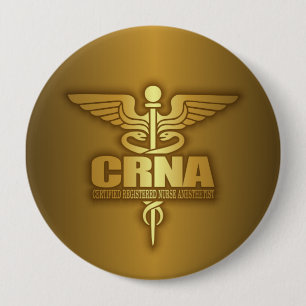 Gold Caduceus (CRNA) 10 Cm Round Badge