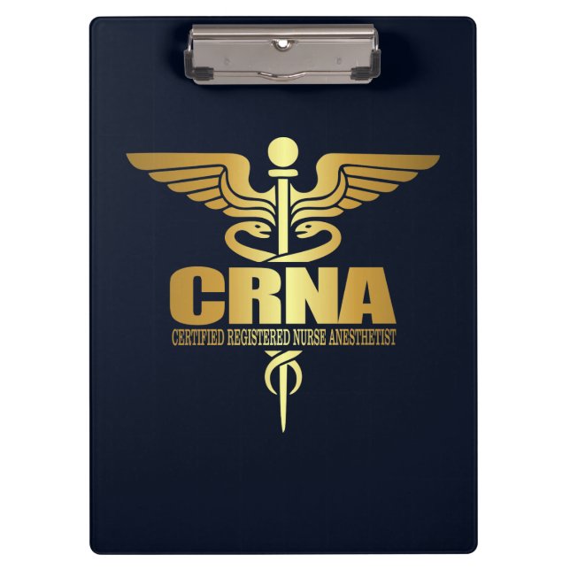 Gold Caduceus (CRNA) Clipboard (Front)