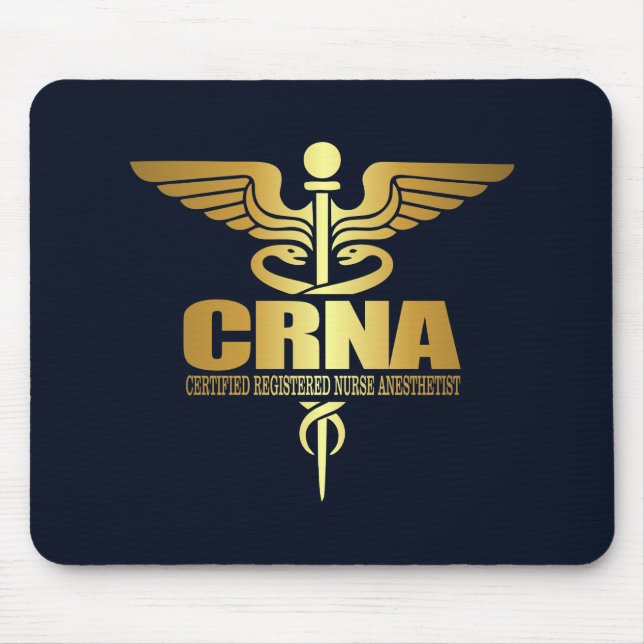 Gold Caduceus (CRNA) Mouse Mat (Front)