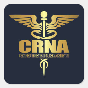 Gold Caduceus (CRNA) Square Sticker