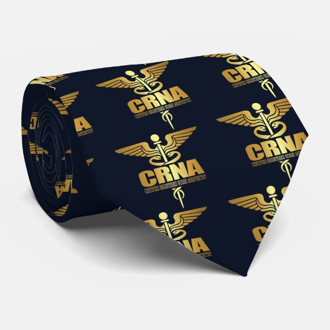 Gold Caduceus (CRNA) Tie (Rolled)