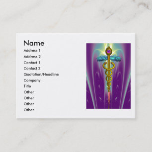 GOLD CADUCEUS,DOCTOR,MEDICAL SERVICE Purple Green Business Card