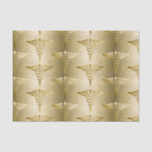 Gold Caduceus Doctor Medical Symbol Pattern Tissue Paper