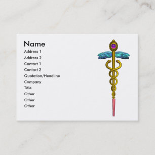 GOLD CADUCEUS IN BLUE SKY ,Doctor,Medical Service Business Card