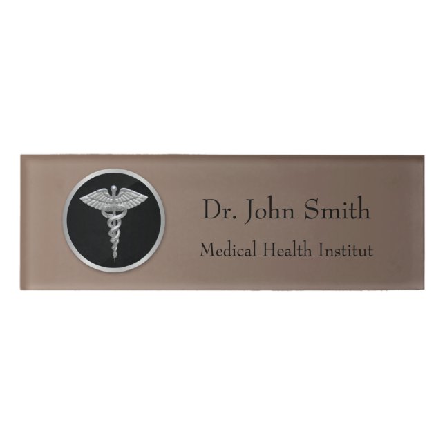 Gold Caduceus Medical Name Tag (Front)