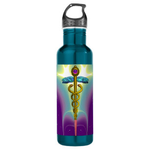 GOLD CADUCEUS MEDICAL SYMBOL 710 ML WATER BOTTLE