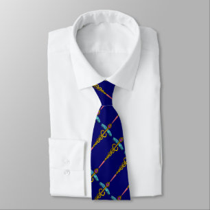 GOLD CADUCEUS MEDICAL SYMBOL , Blue Tie