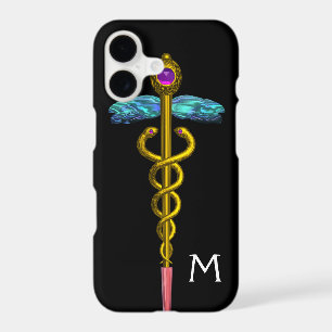 GOLD CADUCEUS MONOGRAM ,Black