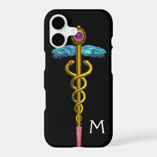 GOLD CADUCEUS MONOGRAM ,Black (Back)